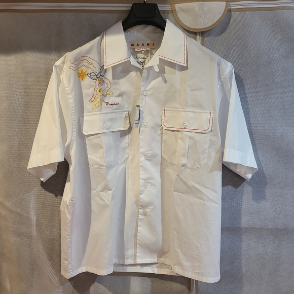 MARNI Embroidered Character Poplin Shirt - Picture 2 of 8